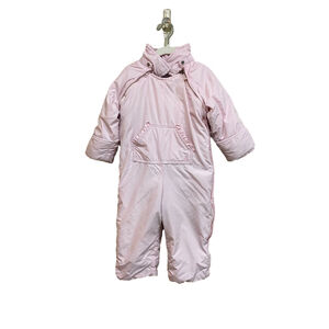 Baby Gap down snowsuit snowbib Jumpsuit- Pink With Hood Age 12-18  months